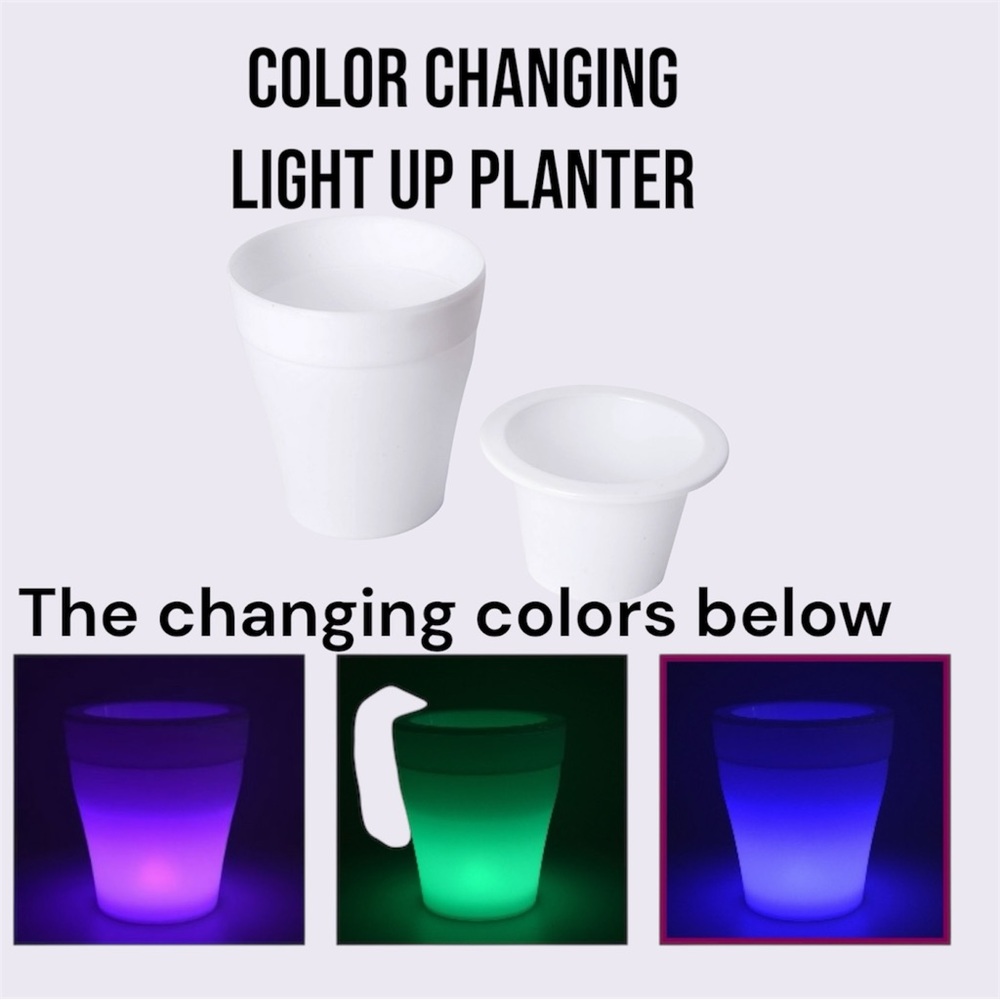 Color Changing Light Up Planter - NWOB White